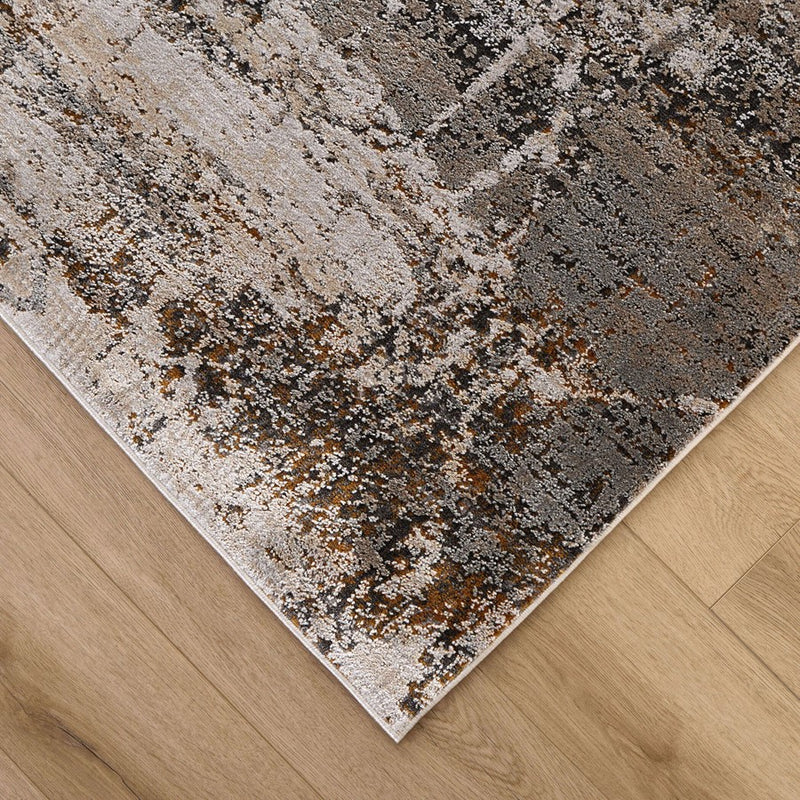Lavin Rugs T2053 Hadim 7'10" Painterly Round Rug, Gold/Black/Grey