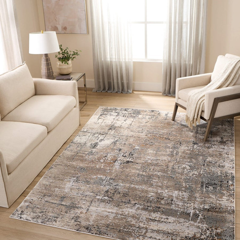 Lavin Rugs T2053 Hadim 9'10" x 13'2" Painterly Rug, Gold/Black/Grey