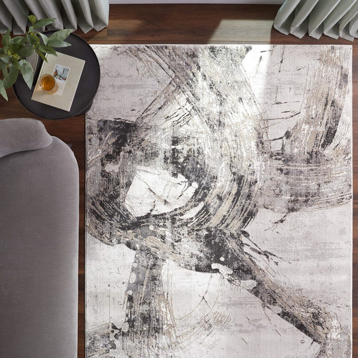 Lavin Rugs T2057 Kemer 9'10" x 13'2" Brush Stroke Rug, Cream/Min