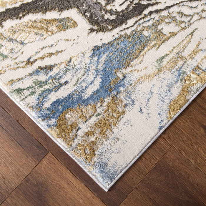 Lavin Rugs T2063 Zaria 5'3" x 7'6" Marbled Rug, Grey Cream/Earth