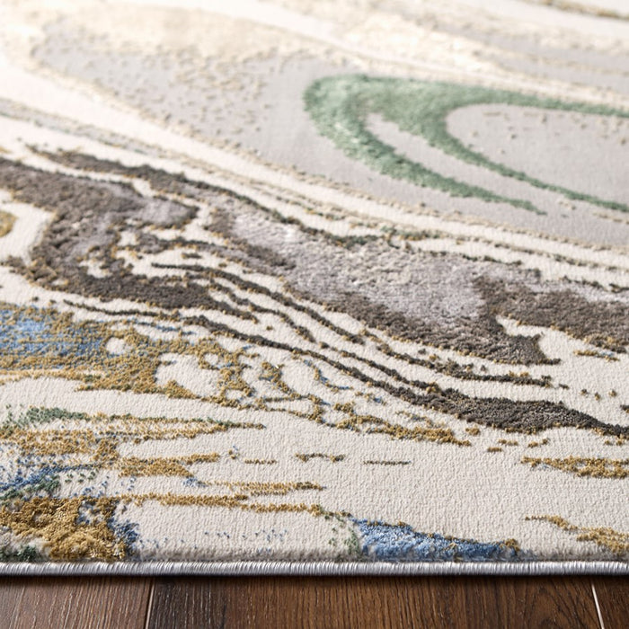 Lavin Rugs T2063 Zaria 5'3" Marbled Round Rug, Grey Cream/Earth