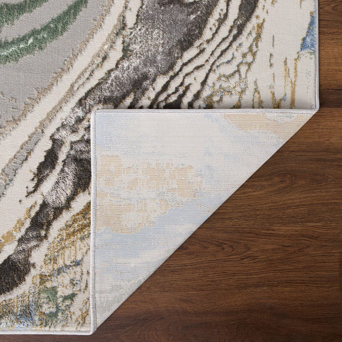 Lavin Rugs T2063 Zaria 6'6" Marbled Round Rug, Grey Cream/Earth