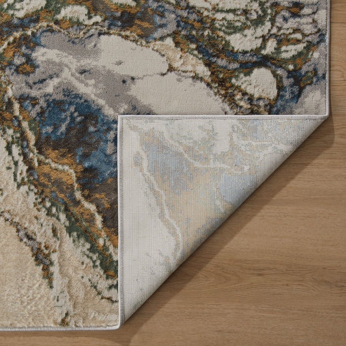 Lavin Rugs T2065 Zaria 6'6" Marbled Round Rug, Grey Cream/Earth