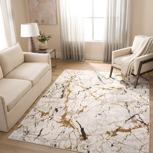 Lavin Rugs T2067 Zaria 6'7" x 9'6" Striations Rug, Cream/Earth