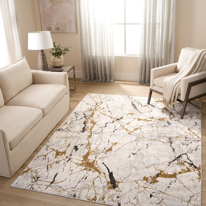 Lavin Rugs T2067 Zaria 7'10" Striations Round Rug, Cream/Earth