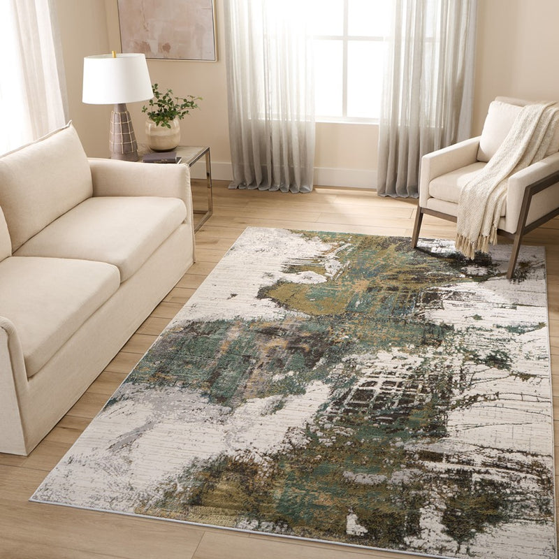 Lavin Rugs T2068 Zaria 6'7" x 9'6" Painterly Rug, Grey Cream/Earth