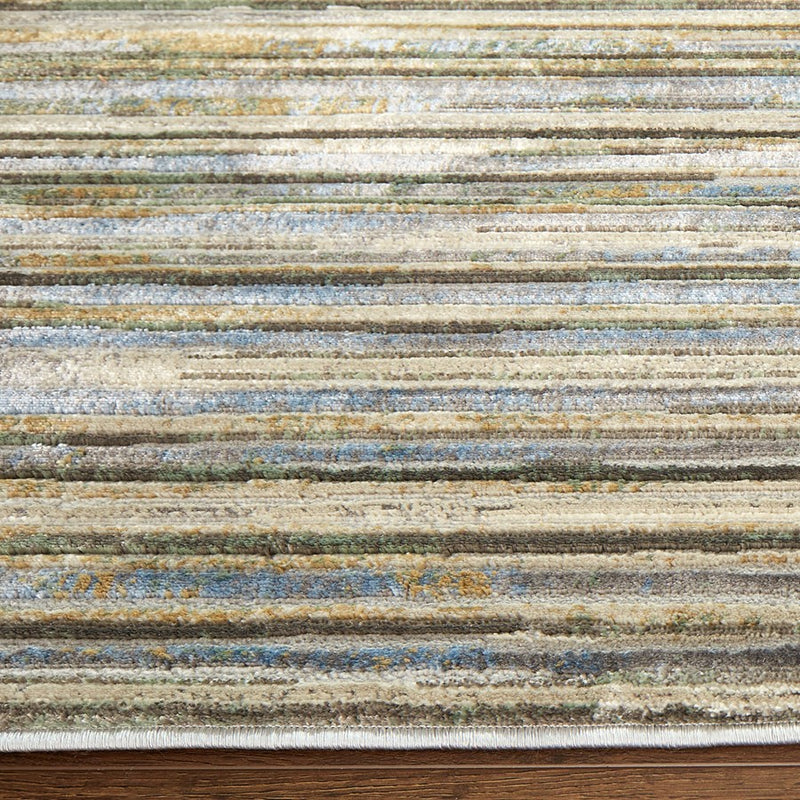 Lavin Rugs T2071 Zaria 2' x 3' Stripe Rug, Grey Cream/Earth Tones
