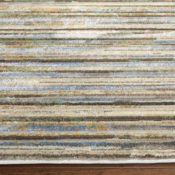 Lavin Rugs T2071 Zaria 2' x 3' Stripe Rug, Grey Cream/Earth Tones