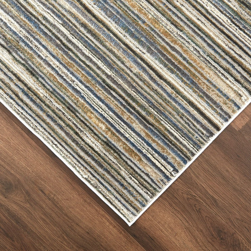 Lavin Rugs T2071 Zaria 2' x 3' Stripe Rug, Grey Cream/Earth Tones