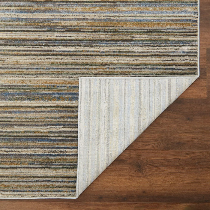 Lavin Rugs T2071 Zaria 2' x 3' Stripe Rug, Grey Cream/Earth Tones
