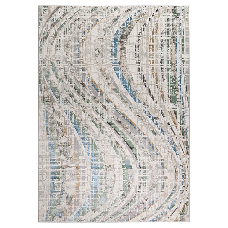 Lavin Rugs T2072 Zaria 2' x 3' Waves Rug, Grey Cream/Earth Tones - T2072-0203