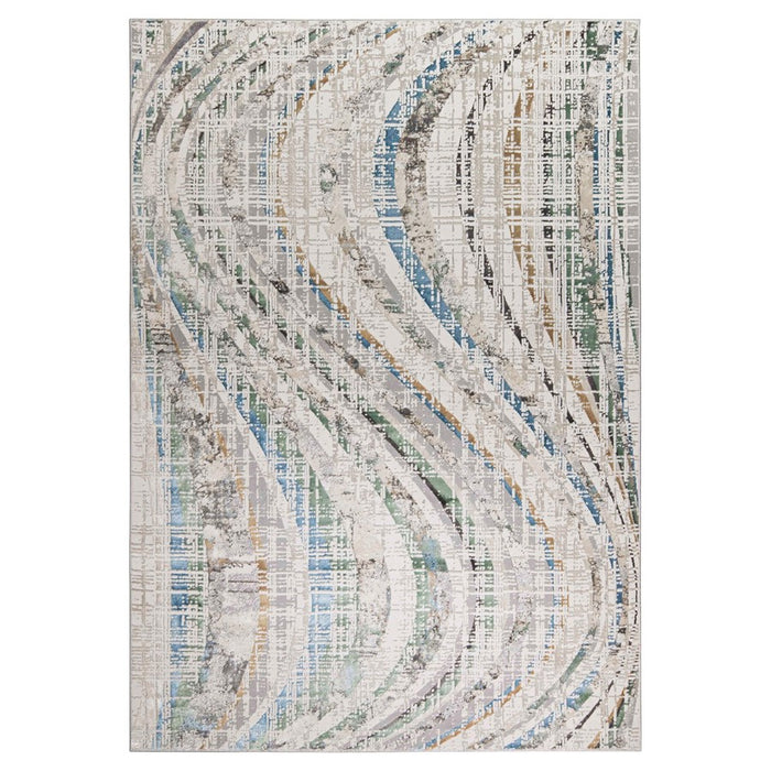 Lavin Rugs T2072 Zaria 5'3" x 7'6" Waves Rug, Grey Cream/Earth - T2072-0507