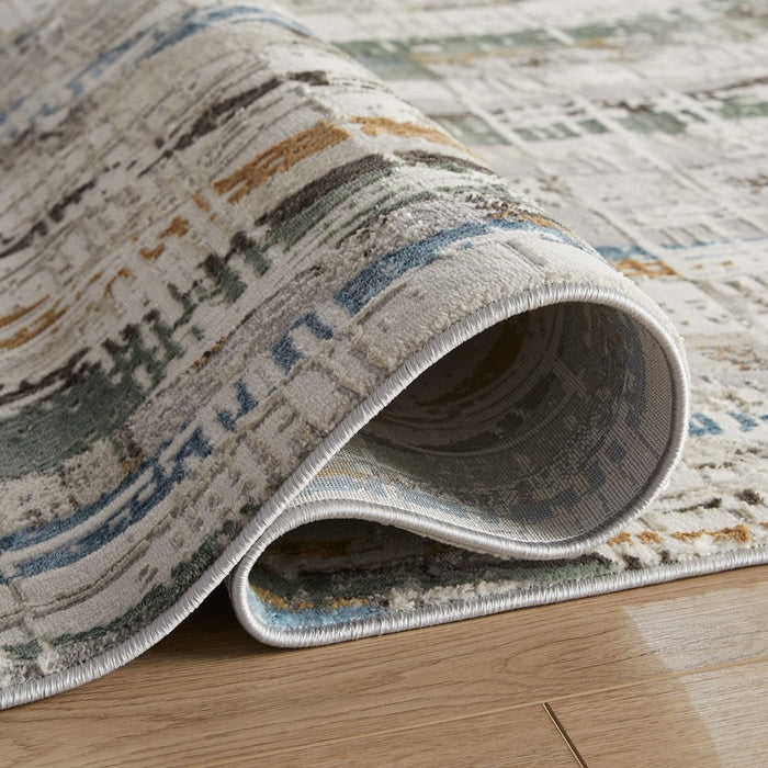 Lavin Rugs T2072 Zaria 5'3" x 7'6" Waves Rug, Grey Cream/Earth