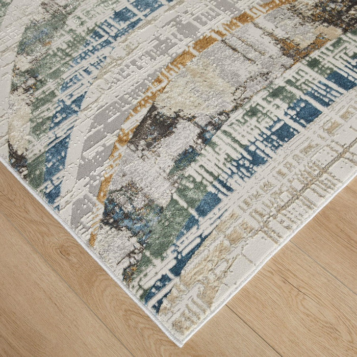 Lavin Rugs T2072 Zaria 5'3" x 7'6" Waves Rug, Grey Cream/Earth