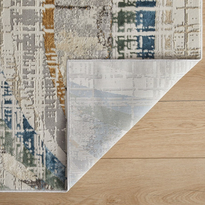 Lavin Rugs T2072 Zaria 5'3" x 7'6" Waves Rug, Grey Cream/Earth