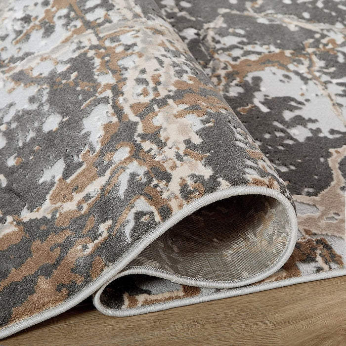 Lavin Rugs T4001 Besni 6'7" x 9'6" Striations Rug, Gold Silver/Min