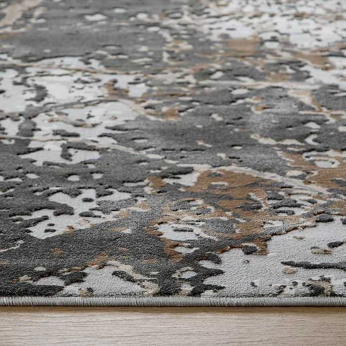 Lavin Rugs T4001 Besni 9'10"x13'2" Striations Rug, Gold Silver/Min