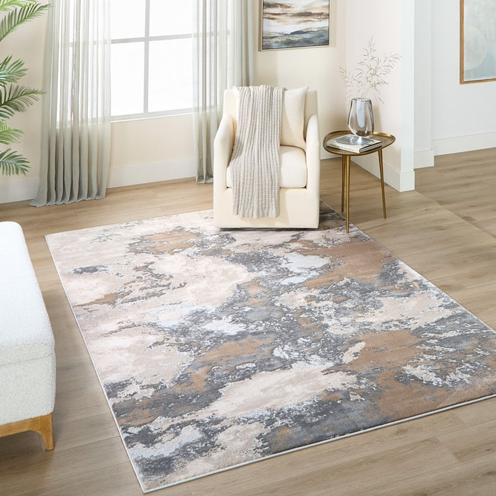 Lavin Rugs T4002 Besni 2'8" x 7'10" Marbled Runner, Grey Gold/Earth