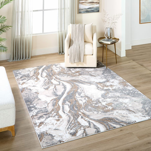 Lavin Rugs T4005 Besni 2'8" x 7'10" Marbled Runner, Grey Gold/Earth