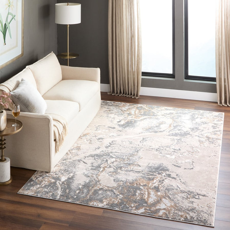 Lavin Rugs T4008 Besni 5'3" x 7'6" Marbled Rug, Grey Gold/Earth