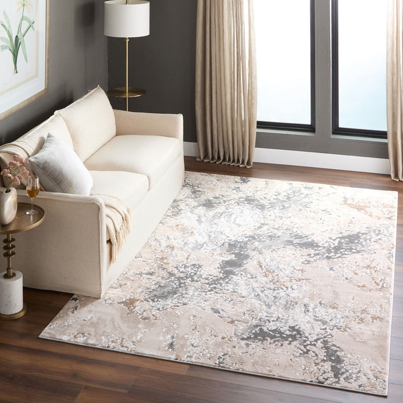 Lavin Rugs T4009 Besni 7'10" x 10'10" Marble Rug, Gold/Mineral