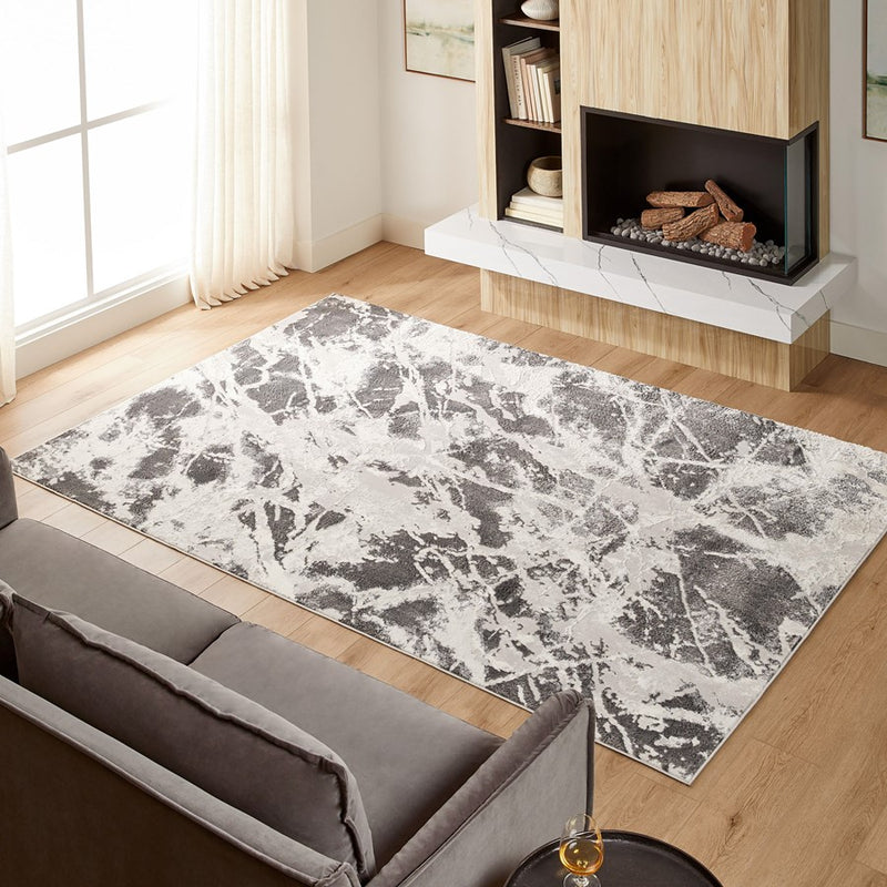 Lavin Rugs T4011 Greta 6'7" x 9'6" Striations Rug, Silver/Blue