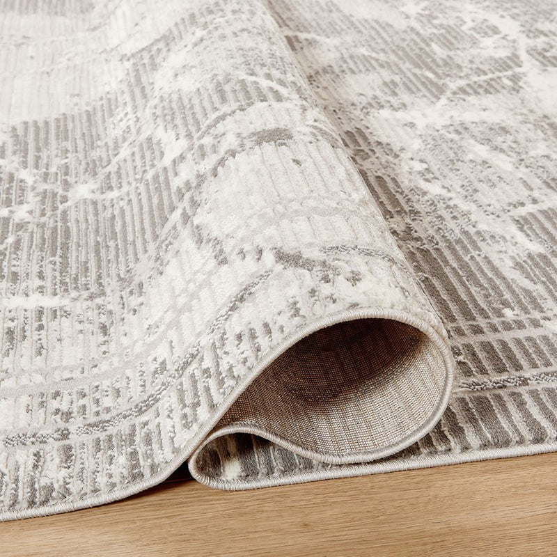Lavin Rugs T4012 Greta 2'8"x7'10" Striations Runner, Silver/Silver