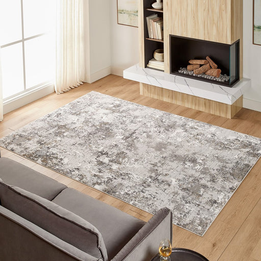 Lavin Rugs T4013 Greta 5'3" x 7'6" Painterly Rug, Silver/Silver