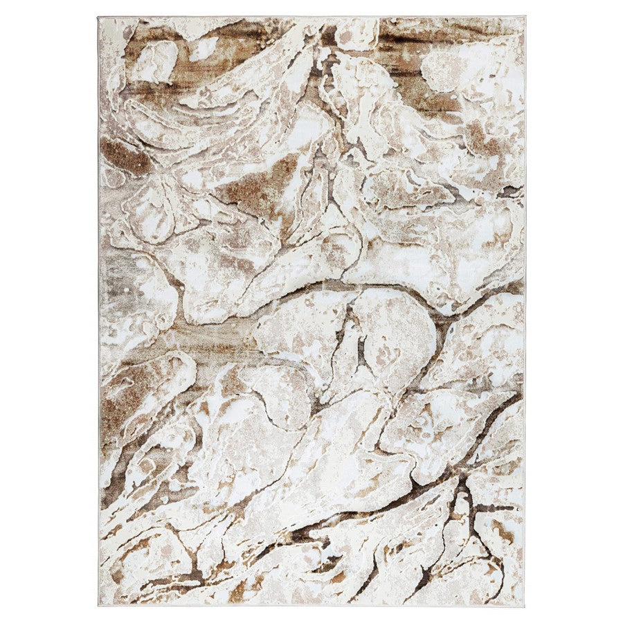 Lavin Rugs T4018 Livia 5'3" x 7'6" Marbled Rug, Cream Gold/Mineral - T4018-0507