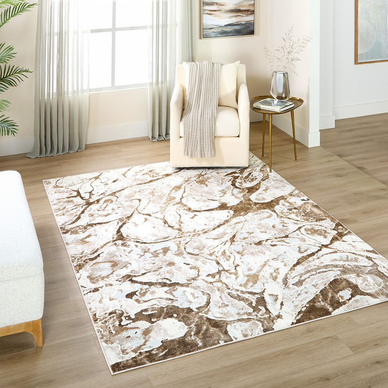 Lavin Rugs T4018 Livia 6'7" x 9'6" Marbled Rug, Cream Gold/Mineral