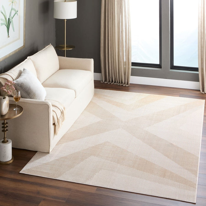 Lavin Rugs T4020 Livia 2'8" x 7'10" Geo Runner, Cream Gold/Gold
