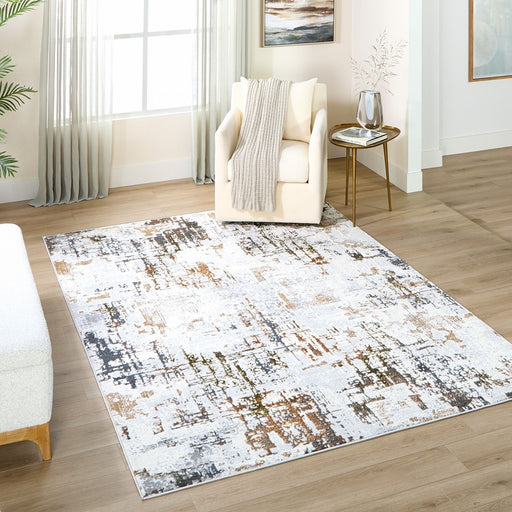 Lavin Rugs T4022 Salim 5'3" x 7'6" Painterly Rug, Grey Gold/Earth