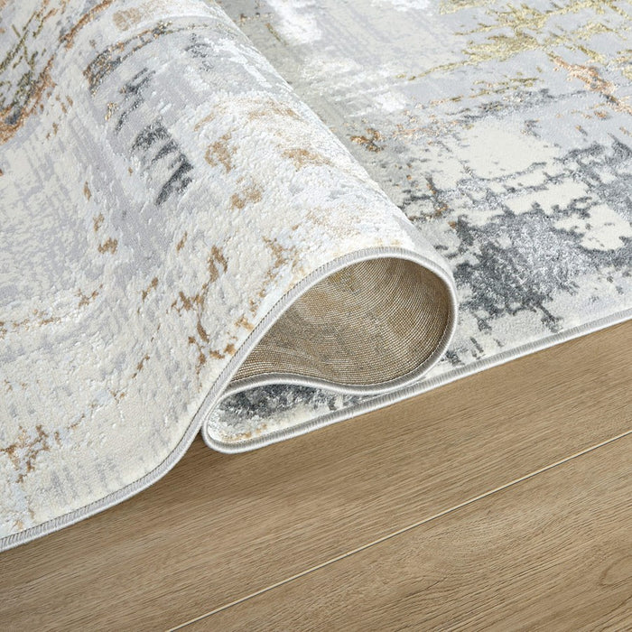 Lavin Rugs T4022 Salim 5'3" Painterly Round Rug, Grey Gold/Earth