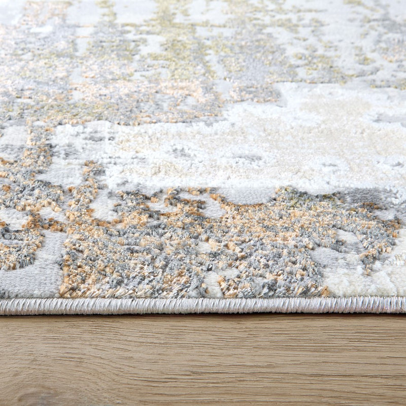 Lavin Rugs T4022 Salim 6'6" Painterly Round Rug, Grey Gold/Earth