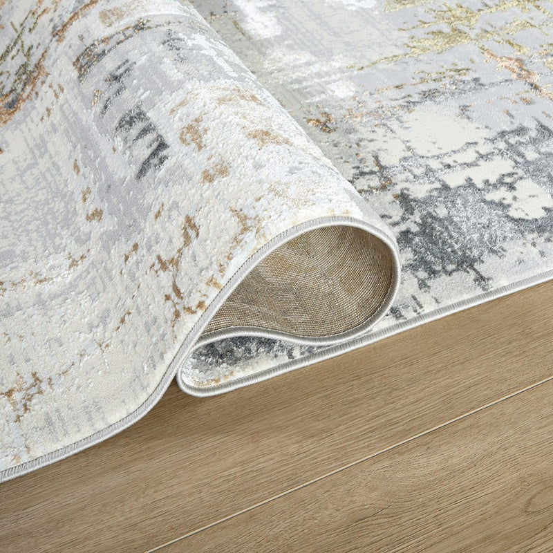 Lavin Rugs T4022 Salim 6'6" Painterly Round Rug, Grey Gold/Earth