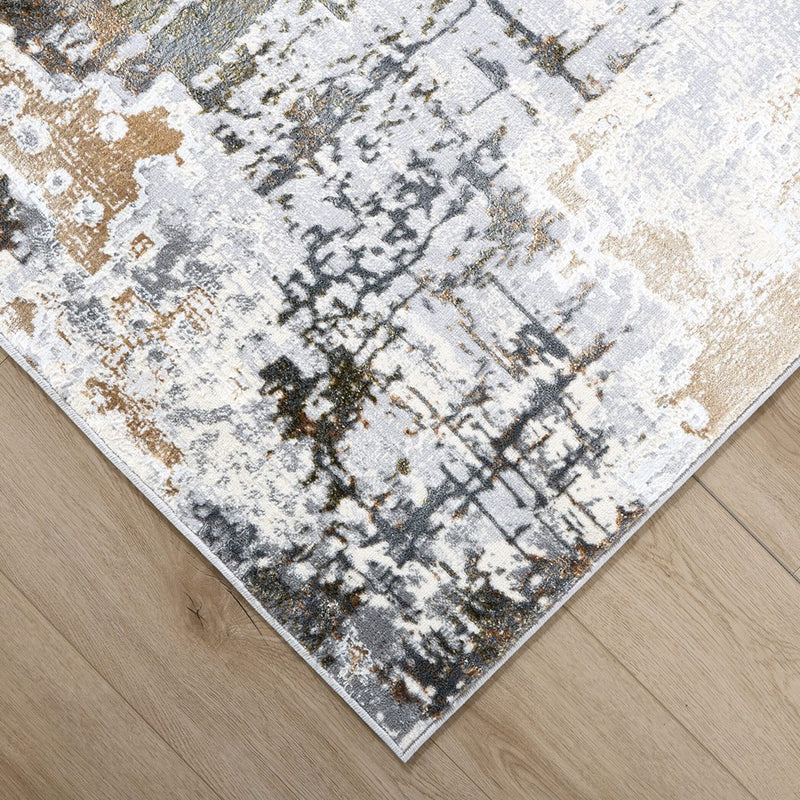 Lavin Rugs T4022 Salim 6'6" Painterly Round Rug, Grey Gold/Earth