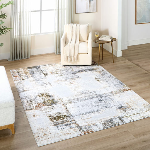 Lavin Rugs T4023 Salim 6'7" x 9'6" Painterly Rug, Grey Gold/Earth