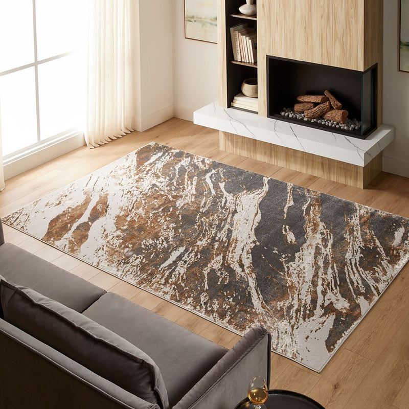 Lavin Rugs T4027 Salim 5'3" x 7'6" Painterly Rug, Grey Gold/Earth