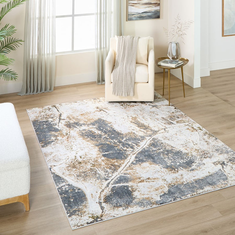 Lavin Rugs T4028 Salim 5'3" x 7'6" Painterly Rug, Grey Gold/Earth