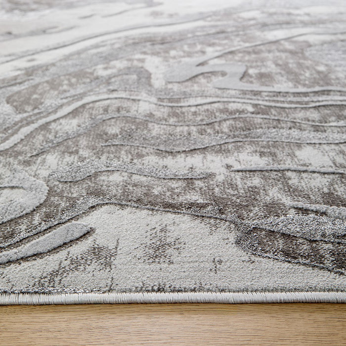 Lavin Rugs T9001 Ayda 6'7" x 9'6" Marble Rug, Silver/Black/Grey