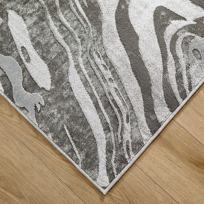 Lavin Rugs T9001 Ayda 6'7" x 9'6" Marble Rug, Silver/Black/Grey