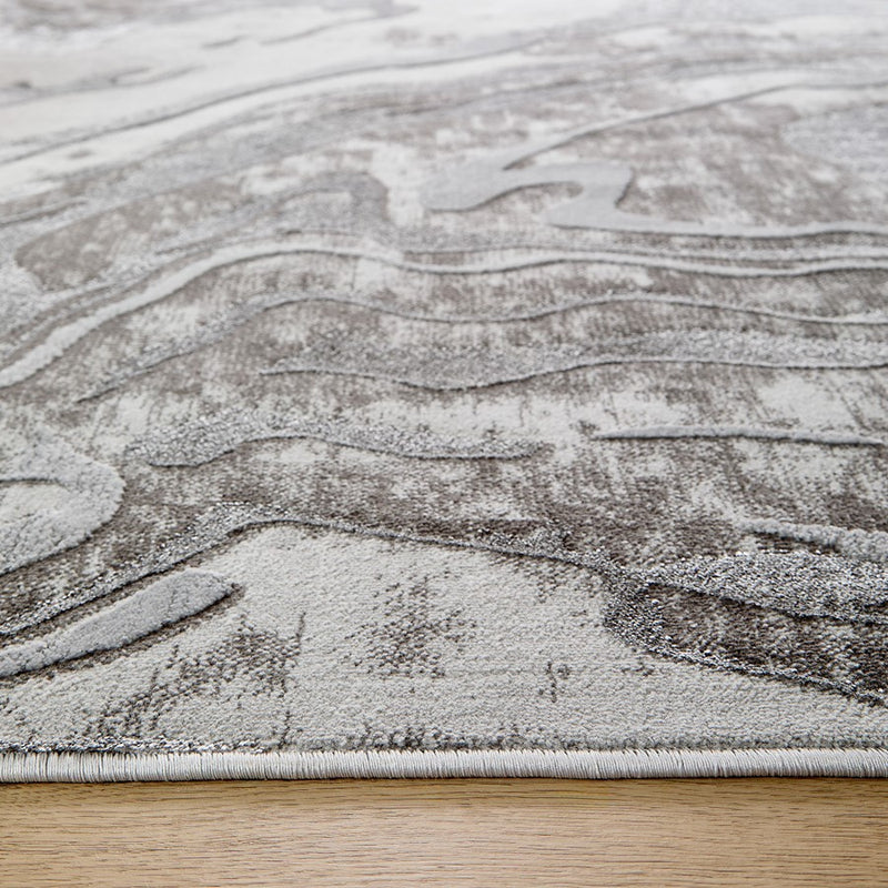 Lavin Rugs T9001 Ayda 9'10" x 13'2" Marble Rug, Silver/Black/Grey