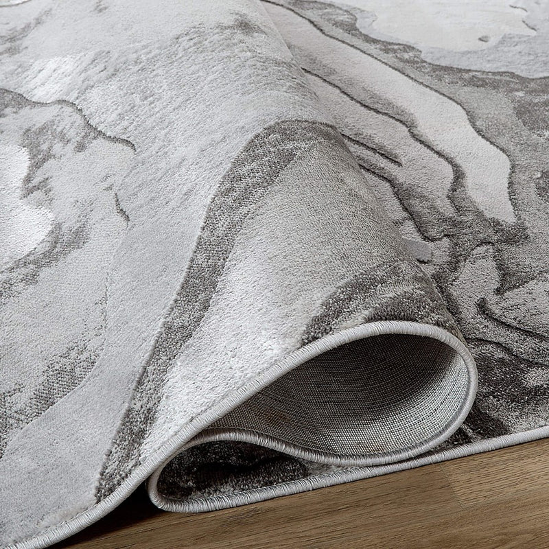 Lavin Rugs T9001 Ayda 9'10" x 13'2" Marble Rug, Silver/Black/Grey