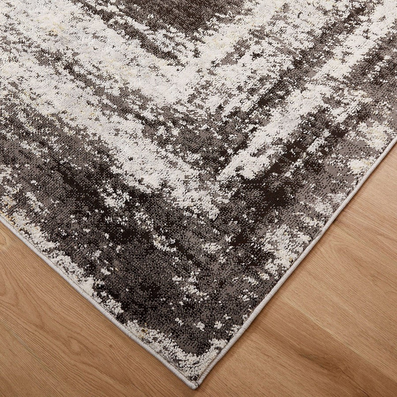Lavin Rugs T9002 Ayda 5'3"x7'6" Border Rug, Silver Gold/Black/White