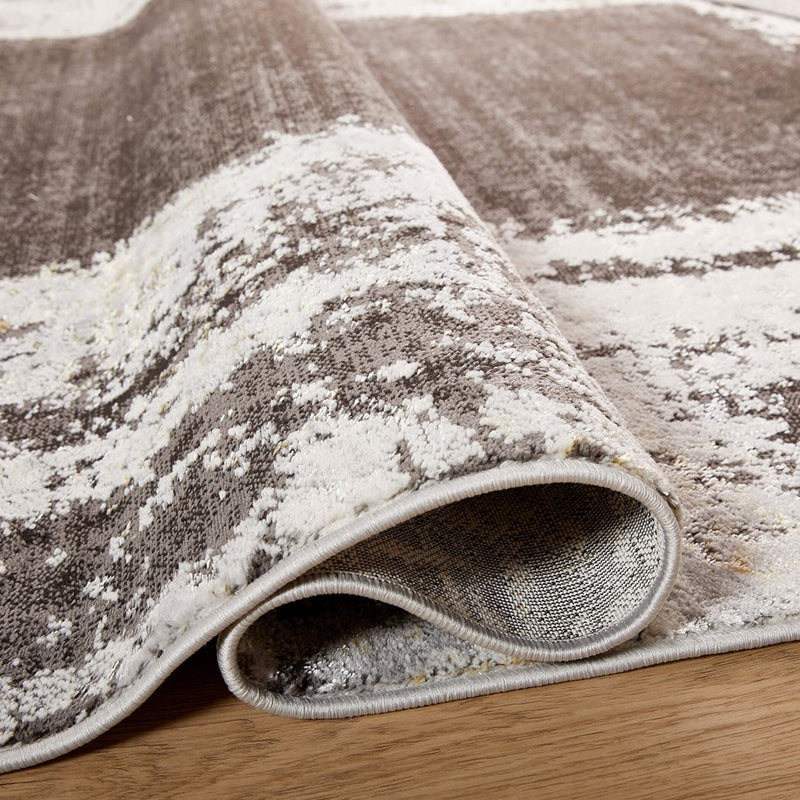Lavin Rugs T9002 Ayda 6'7"x9'6" Border Rug, Silver Gold/Black/White