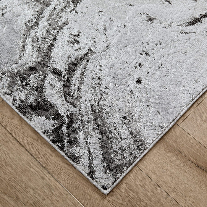 Lavin Rugs T9003 Ayda 2' x 3' Marbled Rug, Grey Silver/Black/Grey