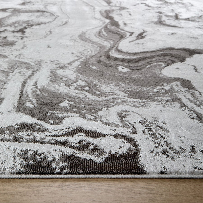 Lavin Rugs T9003 Ayda 6'7" x 9'6" Marble Rug, Silver/Black/Grey