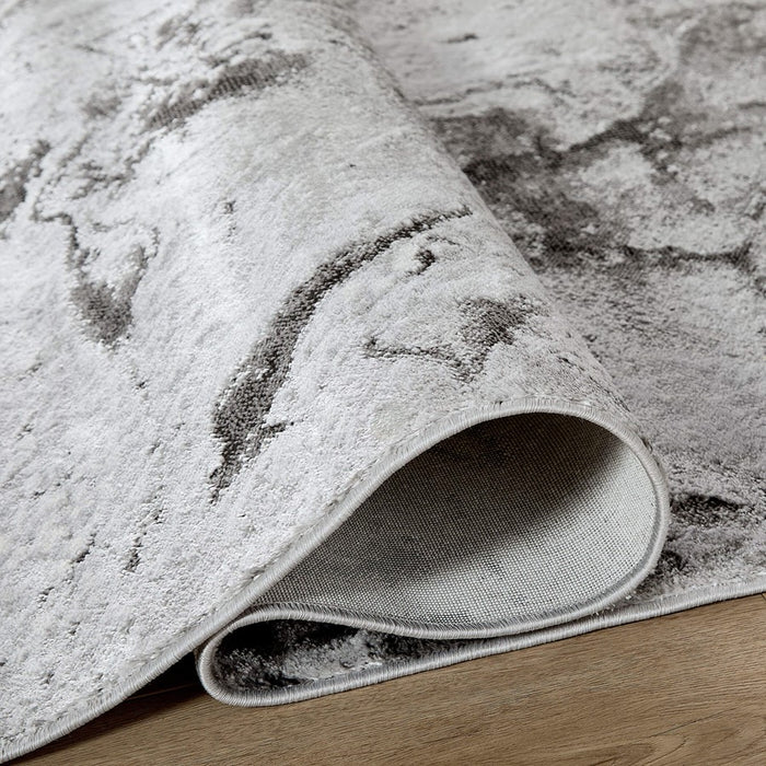 Lavin Rugs T9003 Ayda 6'7" x 9'6" Marble Rug, Silver/Black/Grey