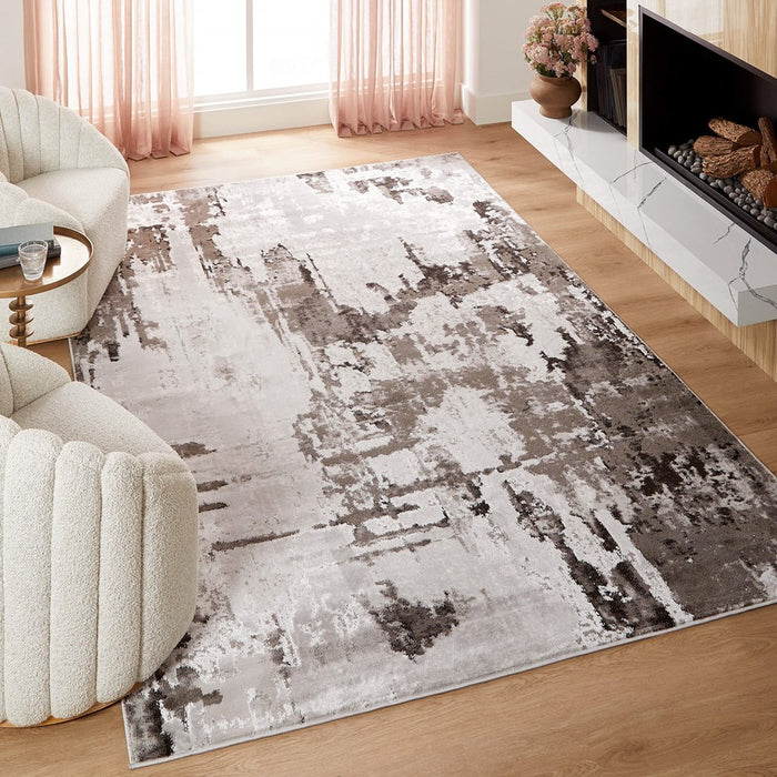 Lavin Rugs T9004 Ayda 5'3" x 7'6" Painterly Rug, Silver/Black/Grey