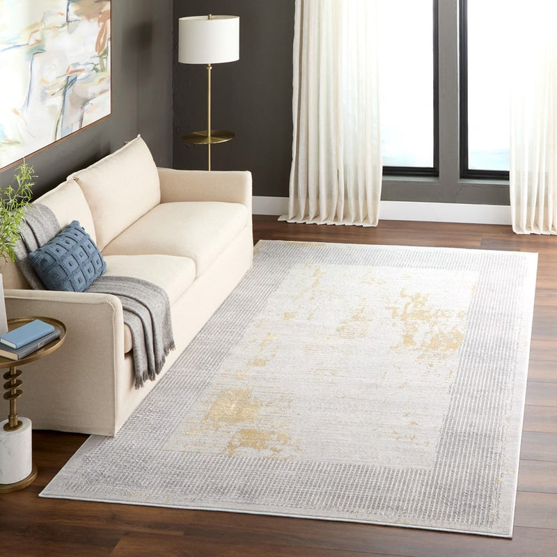 Lavin Rugs T9005 Ayda 9'10" x 13'2" Painterly Rug, Silver Gold/Min